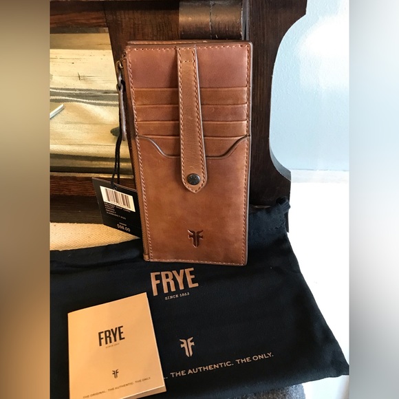 NWT Frye Melissa Leather Snap Card Wallet Cognac Brown Retail $98 - Picture 4 of 12